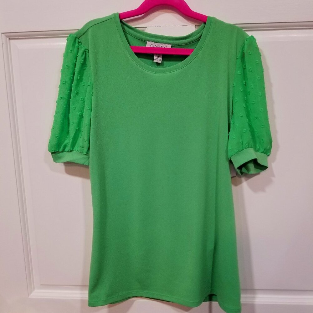 Ladies' Carmen Marc Valvo Top, Size S, Green Grass in color, NWT